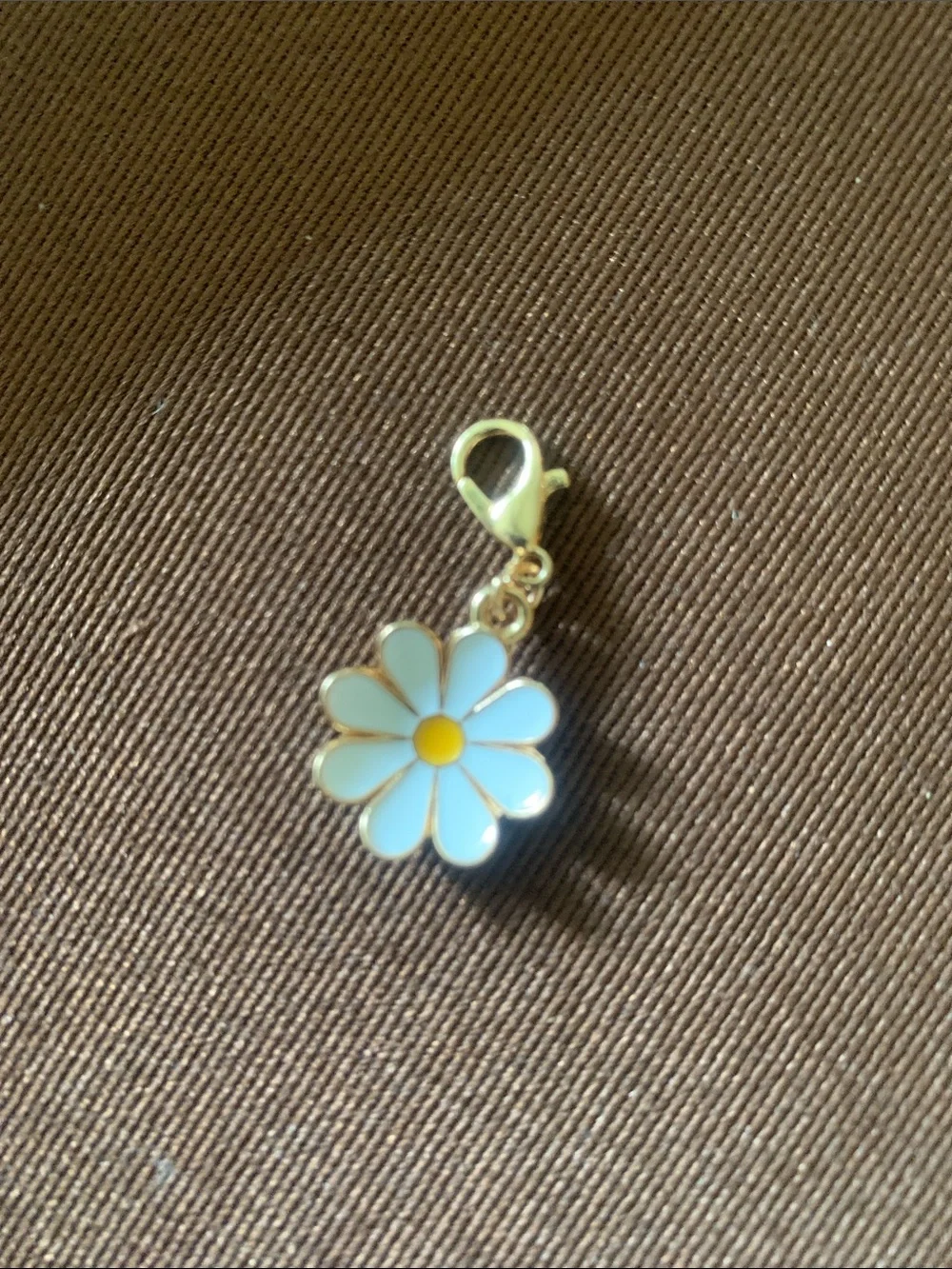 White Daisy Enamel Charm with Yellow Center